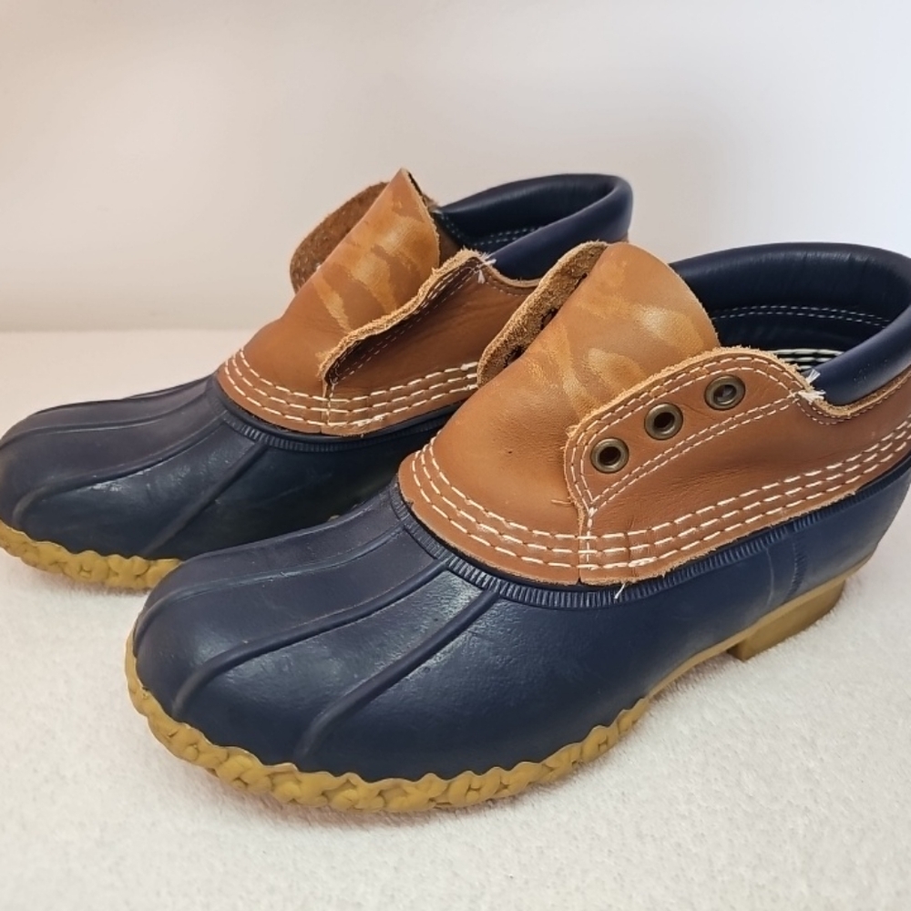 LL Bean Duck Boots in Navy and Brown